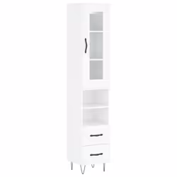 vidaXL Highboard Sideboard Storage Cabinet Home Side Cabinet Engineered Wood - high gloss white, 2 drawers 2 shelves