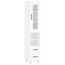 vidaXL Highboard Sideboard Storage Cabinet Home Side Cabinet Engineered Wood - high gloss white, 2 drawers 2 shelves