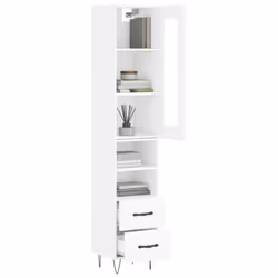 vidaXL Highboard Sideboard Storage Cabinet Home Side Cabinet Engineered Wood - high gloss white, 2 drawers 2 shelves