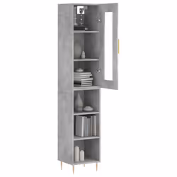 vidaXL Highboard Sideboard Cupboard Storage Cabinet Smoked Oak Engineered Wood - concrete grey, 3 shelves - Additional view 2