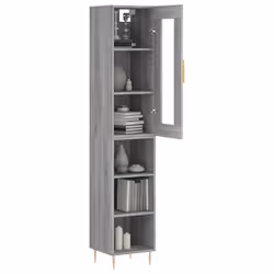 vidaXL Highboard Sideboard Cupboard Storage Cabinet Smoked Oak Engineered Wood - grey sonoma, 3 shelves - Additional view 2