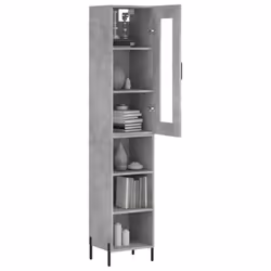 vidaXL Highboard Sideboard Tall Storage Cabinet Side Cabinet Engineered Wood - concrete grey, 3 shelves - Additional view 2