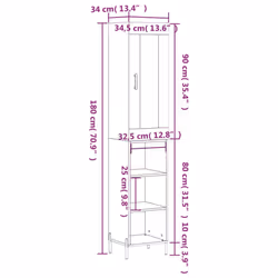 vidaXL Highboard Sideboard Tall Storage Cabinet Side Cabinet Engineered Wood - concrete grey, 3 shelves - Additional view 3