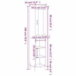 vidaXL Highboard Sideboard Tall Storage Cabinet Side Cabinet Engineered Wood - grey sonoma, 3 shelves