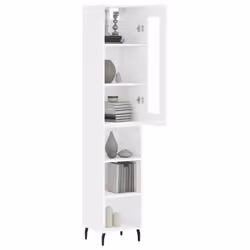 vidaXL Highboard Sideboard Storage Cabinet High Gloss White Engineered Wood