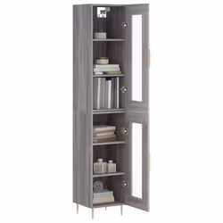 vidaXL Highboard Sideboard Cupboard Storage Cabinet Smoked Oak Engineered Wood - grey sonoma, 1 glass door - Additional view 2