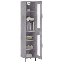 vidaXL Highboard Sideboard Tall Storage Cabinet Side Cabinet Engineered Wood - concrete grey, 1 glass door - Additional view 2