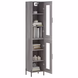 vidaXL Highboard Sideboard Tall Storage Cabinet Side Cabinet Engineered Wood - grey sonoma, 1 glass door - Additional view 2