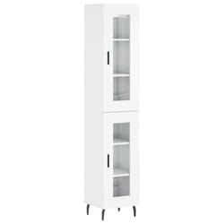 vidaXL Highboard Sideboard Cupboard Side Board Storage Cabinet Engineered Wood - high gloss white, 1 glass door
