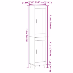 vidaXL Highboard Sideboard Cupboard Side Board Storage Cabinet Engineered Wood - high gloss white, 1 glass door