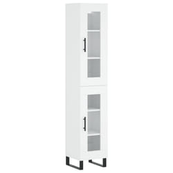 vidaXL Highboard Sideboard Cupboard Side Board Storage Cabinet Engineered Wood - white, 1 glass door