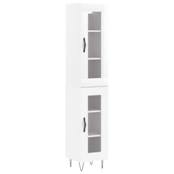vidaXL Highboard Sideboard Storage Cabinet Home Side Cabinet Engineered Wood - high gloss white, 1 glass door