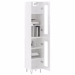vidaXL Highboard Sideboard Storage Cabinet Home Side Cabinet Engineered Wood - high gloss white, 1 glass door