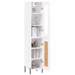 vidaXL Highboard Sideboard Tall Storage Cabinet Side Cabinet Engineered Wood - white, 1 wood door - Additional view 2