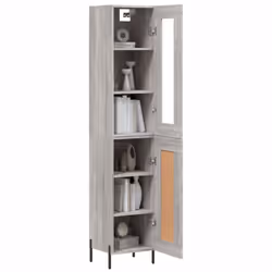 vidaXL Highboard Sideboard Tall Storage Cabinet Side Cabinet Engineered Wood - grey sonoma, 1 wood door - Additional view 2