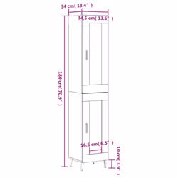 vidaXL Highboard Sideboard Cupboard Cabinet High Gloss White Engineered Wood