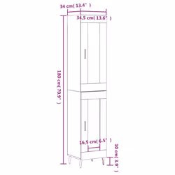 vidaXL Highboard Sideboard Cupboard Side Cabinet Concrete Grey Engineered Wood - Additional view 3