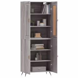 vidaXL Highboard Sideboard Tall Storage Cabinet Side Cabinet Engineered Wood - grey sonoma, 2 doors