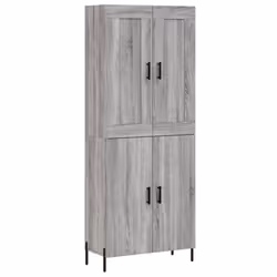 vidaXL Highboard Sideboard Storage Cabinet High Gloss White Engineered Wood - grey sonoma