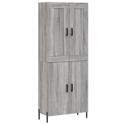 vidaXL Highboard Sideboard Storage Cabinet High Gloss White Engineered Wood - grey sonoma