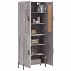 vidaXL Highboard Sideboard Storage Cabinet High Gloss White Engineered Wood - grey sonoma