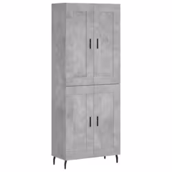 vidaXL Highboard Sideboard Cupboard Side Board Storage Cabinet Engineered Wood - concrete grey, 2 wood doors