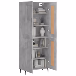 vidaXL Highboard Sideboard Cupboard Side Board Storage Cabinet Engineered Wood - concrete grey, 2 wood doors