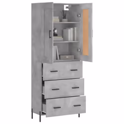 vidaXL Highboard Sideboard Cupboard Side Cabinet Concrete Grey Engineered Wood