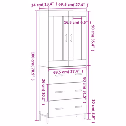vidaXL Highboard Sideboard Cupboard Side Cabinet Concrete Grey Engineered Wood