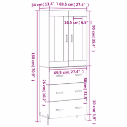 vidaXL Highboard Sideboard Cupboard Side Cabinet Brown Oak Engineered Wood