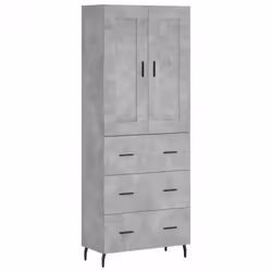 vidaXL Highboard Sideboard Cupboard Side Board Storage Cabinet Engineered Wood - concrete grey, 3 drawers