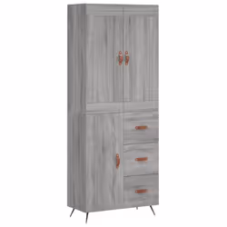 vidaXL Highboard Sideboard Tall Storage Cabinet Side Cabinet Engineered Wood - grey sonoma, 1 door 3 drawers