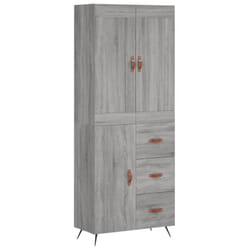 vidaXL Highboard Sideboard Tall Storage Cabinet Side Cabinet Engineered Wood - grey sonoma, 1 door 3 drawers