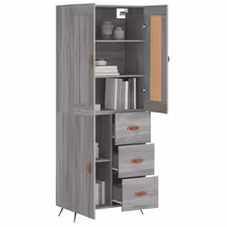vidaXL Highboard Sideboard Tall Storage Cabinet Side Cabinet Engineered Wood - grey sonoma, 1 door 3 drawers