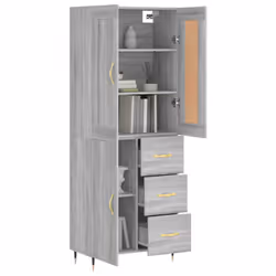 vidaXL Highboard Sideboard Storage Cabinet Home Side Cabinet Engineered Wood - grey sonoma, 1 door 3 drawers - Additional view 2