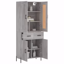 vidaXL Highboard Sideboard Tall Storage Cabinet Side Cabinet Engineered Wood - grey sonoma, 2 doors 2 drawers - Additional view 2