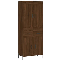 vidaXL Highboard Sideboard Tall Storage Cabinet Side Cabinet Engineered Wood - brown oak, 2 doors 2 drawers