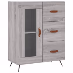 vidaXL Highboard Sideboard Tall Storage Cabinet Side Cabinet Engineered Wood - grey sonoma, 1 glass door 3 drawers - Additional view 6