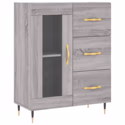 vidaXL Highboard Sideboard Storage Cabinet Home Side Cabinet Engineered Wood - grey sonoma, 1 glass door 3 drawers - Additional view 6