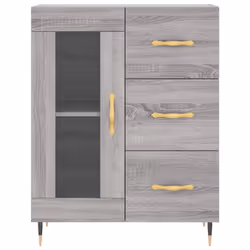 vidaXL Highboard Sideboard Storage Cabinet Home Side Cabinet Engineered Wood - grey sonoma, 1 glass door 3 drawers - Additional view 7