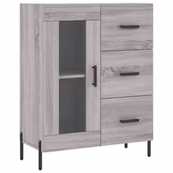 vidaXL Highboard Sideboard Tall Storage Cabinet Side Cabinet Engineered Wood - grey sonoma, 1 glass door 3 drawers - Additional view 6