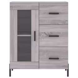 vidaXL Highboard Sideboard Tall Storage Cabinet Side Cabinet Engineered Wood - grey sonoma, 1 glass door 3 drawers - Additional view 7
