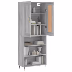 vidaXL Highboard Sideboard Storage Cabinet Home Side Cabinet Engineered Wood - grey sonoma, 3 shelves