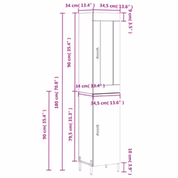 vidaXL Highboard Sideboard Tall Storage Cabinet Side Cabinet Engineered Wood - white, 1 door - Additional view 3