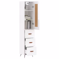vidaXL Highboard Sideboard Tall Storage Cabinet Side Cabinet Engineered Wood - high gloss white, 3 drawers - Additional view 2