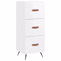 vidaXL Highboard Sideboard Tall Storage Cabinet Side Cabinet Engineered Wood - high gloss white, 3 drawers - Additional view 4