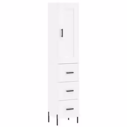 vidaXL Highboard Sideboard Tall Storage Cabinet Side Cabinet Engineered Wood - white, 3 drawers