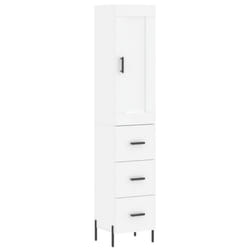 vidaXL Highboard Sideboard Tall Storage Cabinet Side Cabinet Engineered Wood - white, 3 drawers