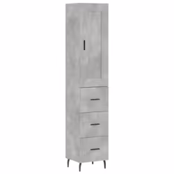vidaXL Highboard Sideboard Tall Storage Cabinet Side Cabinet Engineered Wood - concrete grey, 3 drawers