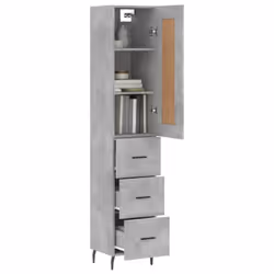 vidaXL Highboard Sideboard Tall Storage Cabinet Side Cabinet Engineered Wood - concrete grey, 3 drawers